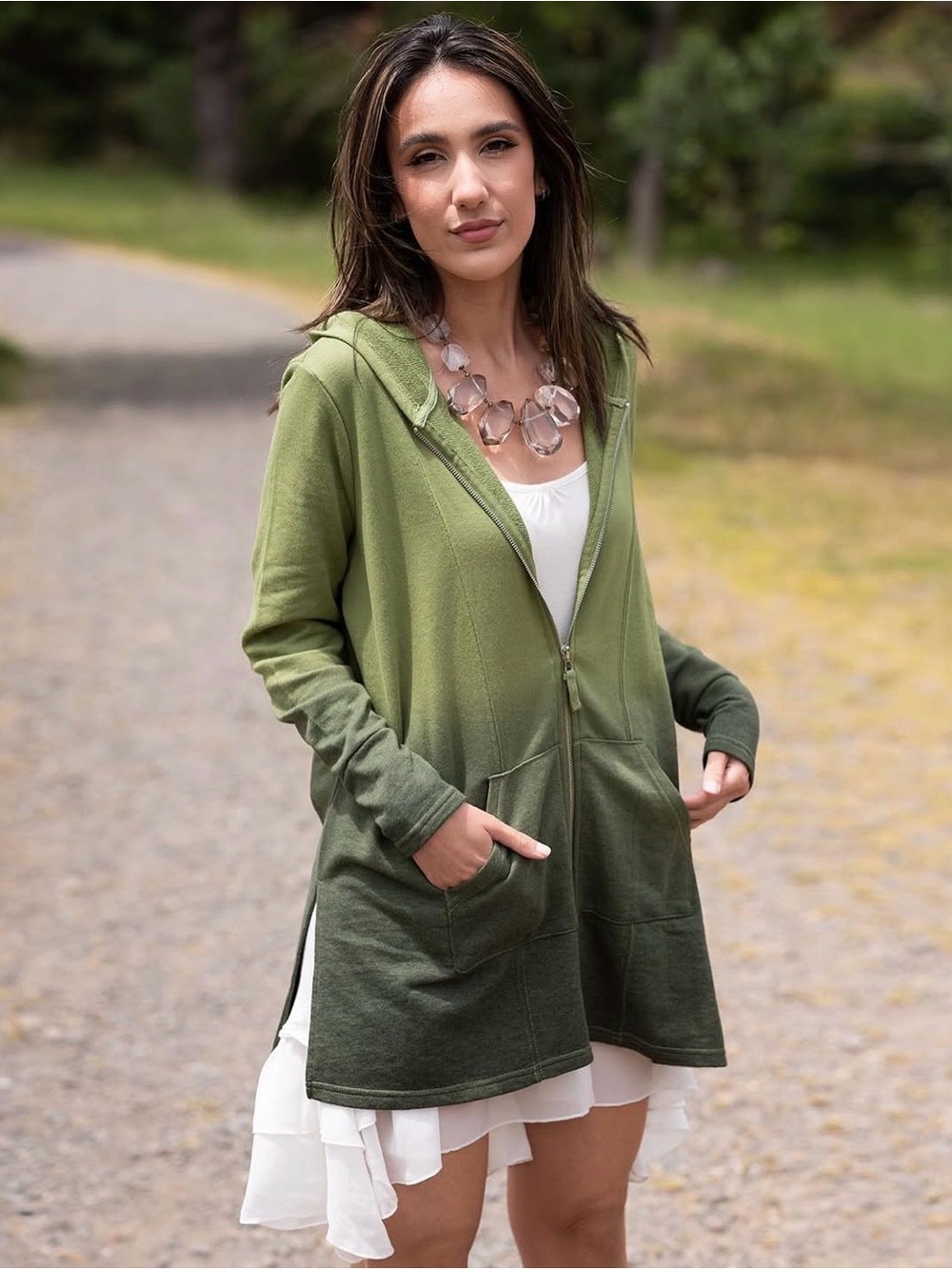 evy's tree The Camila green ombré zip up hoodie sweatshirt size medium/m NWT
